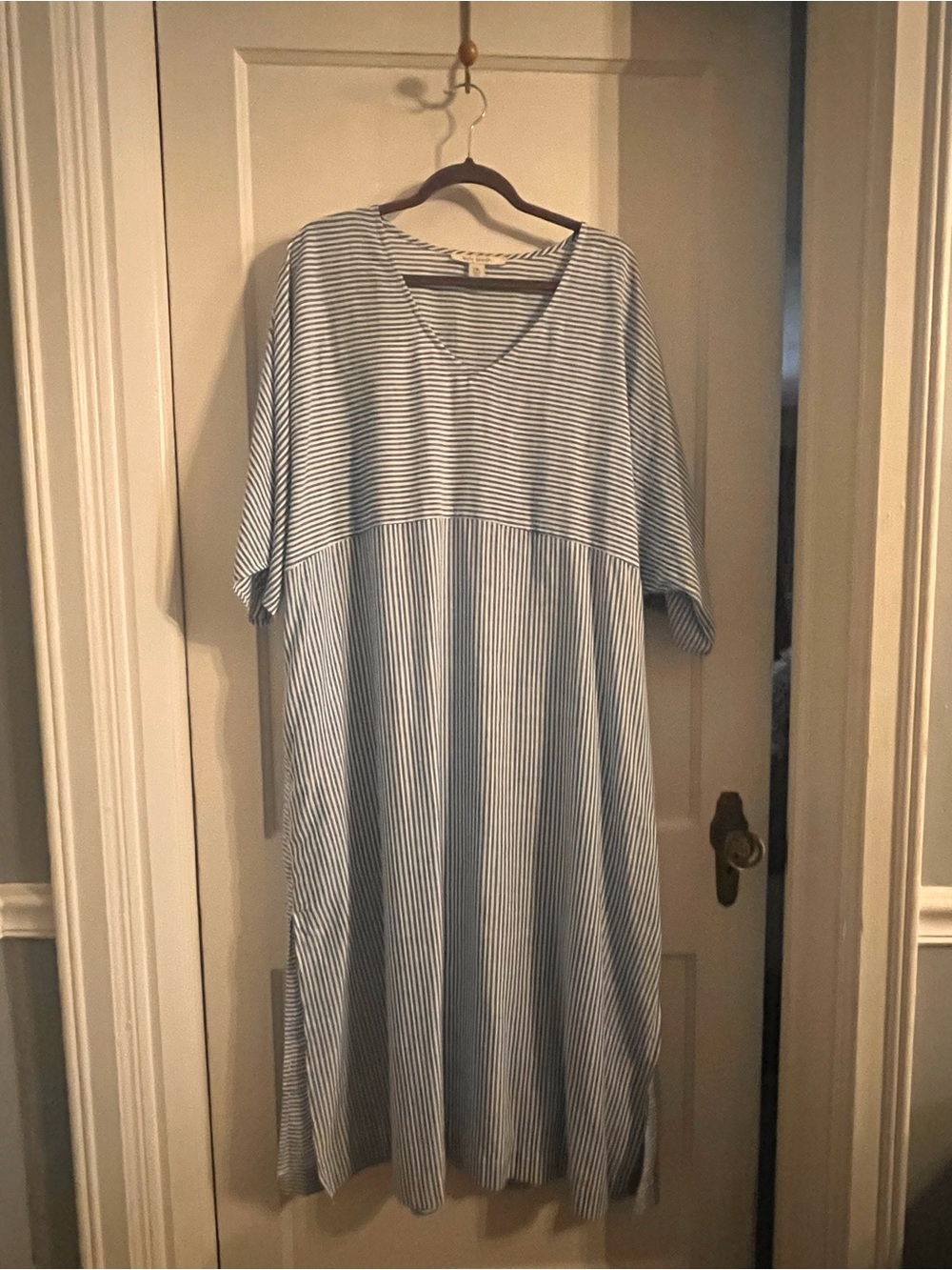 Kate Landry Blue and White Striped Kaftan Dress